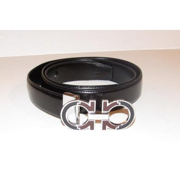 Salvatore Ferragamo Black Brown Chrome Belt main image 9